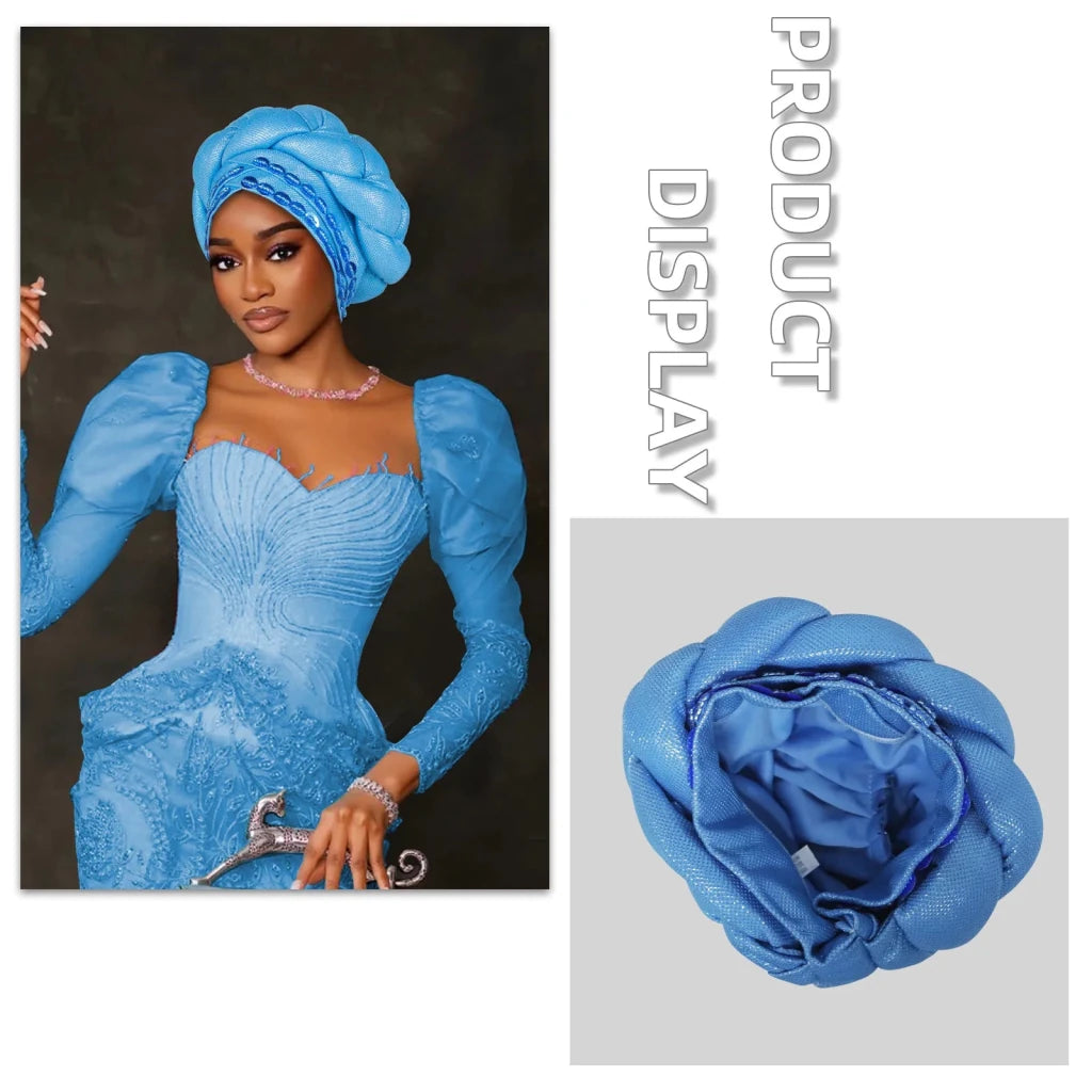 Women’s Nigerian Auto Gele – Stylish Wedding & Party Headscarf - Free Delivery Worldwide only at Flexi Africa