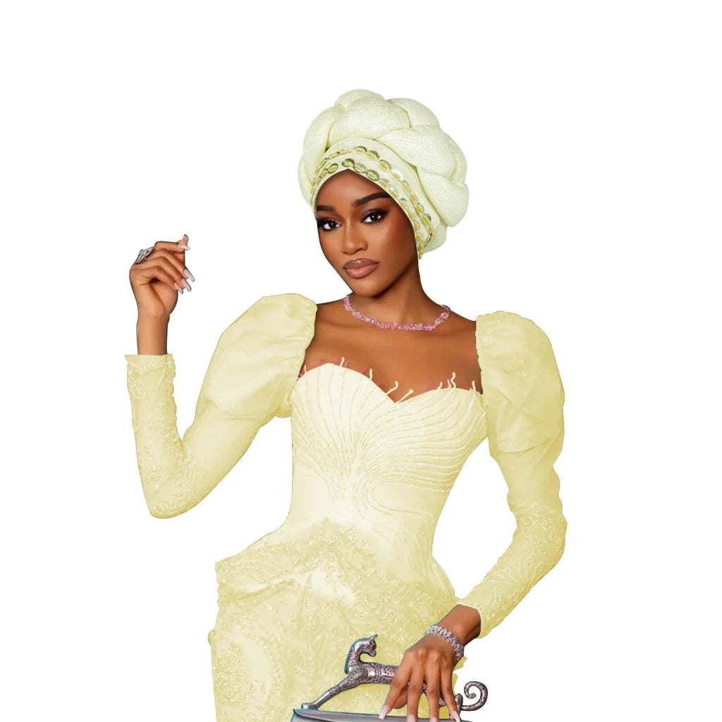 Women’s Nigerian Auto Gele – Stylish Wedding & Party Headscarf - Free Delivery Worldwide only at Flexi Africa