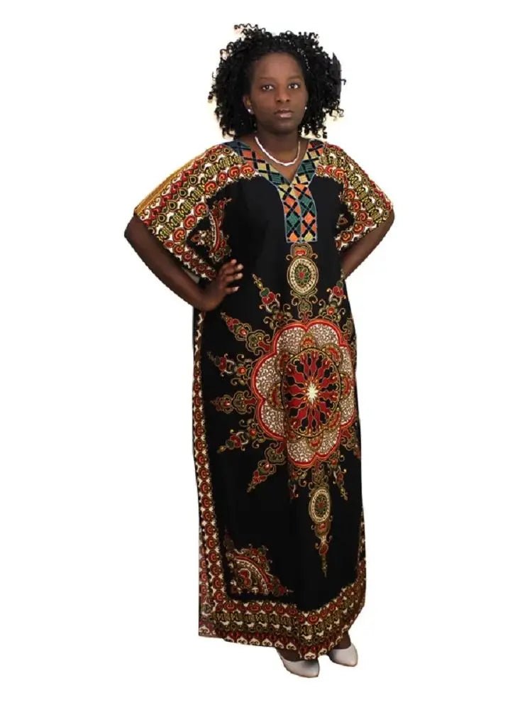 Women’s Plus Size African Party Dress – Ankara Dashiki Cotton Maxi Gown - Free Delivery Worldwide only at Flexi Africa