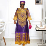 Women’s Purple Bazin Embroidered Traditional African Wedding Dress – Luxury Occasion Wear - Free Delivery Worldwide only at Flexi Africa
